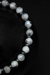 Ay Taşı Doğal Taş Makrome Örme Bileklik Fasetli Kesim thumbnail 2