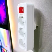 Golyat Anahtarlı Düğmeli 3lü Grup Priz Fiş Priz Topraklı Çoklu Çoğaltıcı Kablosuz - 4