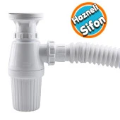Sifon Körüklü Sökülebilir Taslı Temizlenebilir Mutfak Banyo Mutfak Lavabo Taşı Gider Borusu Plastik 38 cm - 1