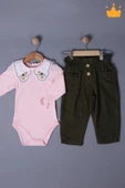 Babyhola Bayramlık Kız Bebek Çocuk Çıtçıtlı Badi Pantolon Şık Alt Üst Takım 2327 - 8