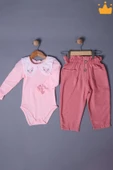 Babyhola Bayramlık Kız Bebek Çocuk Çıtçıtlı Badi Pantolon Şık Alt Üst Takım 2327 - 1