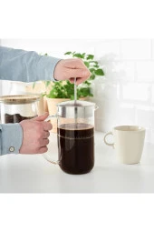 French Press Çay Kahve Demleme Paslanmaz Çelik & Cam & Bambu 1 Litre - 2