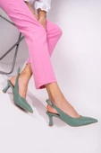 Mint Yeşili Arkadan Fiyonklu Topuklu Stiletto Ayakkabı - Minipony thumbnail 1
