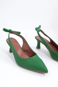 Minipony Yeşil Arkadan Fiyonklu Kısa Topuklu Stiletto Ayakkabı - 4