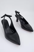 Siyah Arkadan Fiyonklu Kısa Topuklu Stiletto Ayakkabı - Minipony thumbnail 4