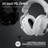 Logitech G PRO X 2 LIGHTSPEED Kablosuz DTS:X Headphone 2.0 - 7.1 Surround Ses Oyun Kulaklığı - Beyaz - 3
