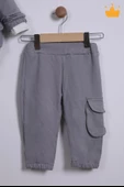 Babyhola Bayramlık 3'lü Kapşonlu Hırka Badi Pantolon Erkek Bebek Çocuk Alt Üst Takım - 4