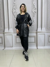 Kol Detaylı Ceketli Crystal Taşlı Takım - SİYAH GÜMÜŞ - 1