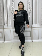 Tatu Yelekli Crystal Taşlı Üçlü Takım - SİYAH GÜMÜŞ - 3