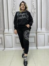 Tatu Yelekli Crystal Taşlı Üçlü Takım - SİYAH GÜMÜŞ - 1