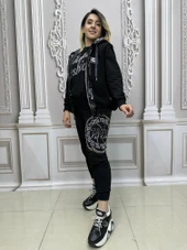 Tatu Yelekli Crystal Taşlı Üçlü Takım - SİYAH GÜMÜŞ - 2