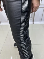 Tf Deri Crystal Taşlı Eşofman Takımı - SİYAH GÜMÜŞ thumbnail 2