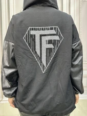 Tf Deri Crystal Taşlı Eşofman Takımı - SİYAH GÜMÜŞ thumbnail 6