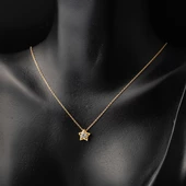 Yıldız Tektaşlı Kolye Küpeli 22 Ayar Altın Set - 3