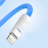 Valkyrie 120W-M 6A Ios Apple Lightning Sıvı Silikon Data Hızlı Şarj Kablosu - Bakır Döşeme - Katlanmaz Kırılmaz Dayanıklı Kablo Mavi - 7