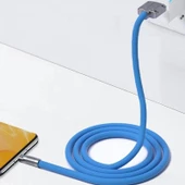 Valkyrie 120W-M 6A Ios Apple Lightning Sıvı Silikon Data Hızlı Şarj Kablosu - Bakır Döşeme - Katlanmaz Kırılmaz Dayanıklı Kablo Mavi - 6