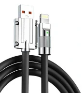 Valkyrie 120W-S 6A Ios Apple Lightning Sıvı Silikon Data Hızlı Şarj Kablosu - Bakır Döşeme - Katlanmaz Kırılmaz Dayanıklı Kablo Siyah - 4