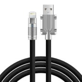 Valkyrie 120W-S 6A Ios Apple Lightning Sıvı Silikon Data Hızlı Şarj Kablosu - Bakır Döşeme - Katlanmaz Kırılmaz Dayanıklı Kablo Siyah - 6