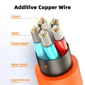 Valkyrie 120W-A 6A Ios Apple Lightning Sıvı Silikon Data Hızlı Şarj Kablosu - Bakır Döşeme - Katlanmaz Kırılmaz Dayanıklı Kablo Turuncu - 3