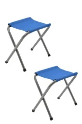 Exent 2 Adet Tabure ve 60 x 60 cm Katlanır Ahşap Kamp Masası seti-Piknik bahçe balkon seti - 5