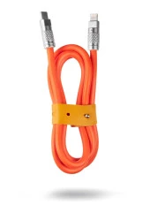 Valkyrie 6A TTA-1 Type-C to Apple Ios Lightning Sıvı Silikon Data Hızlı Şarj Kablosu - Bakır Döşeme  - 1.5 Metre - Katlanmaz Kırılmaz Turuncu - 2