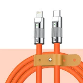 Valkyrie 6A TTA-1 Type-C to Apple Ios Lightning Sıvı Silikon Data Hızlı Şarj Kablosu - Bakır Döşeme  - 1.5 Metre - Katlanmaz Kırılmaz Turuncu - 3