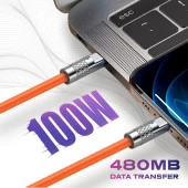 Valkyrie 6A TTA-1 Type-C to Apple Ios Lightning Sıvı Silikon Data Hızlı Şarj Kablosu - Bakır Döşeme  - 1.5 Metre - Katlanmaz Kırılmaz Turuncu - 4