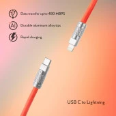 Valkyrie 6A TTA-1 Type-C to Apple Ios Lightning Sıvı Silikon Data Hızlı Şarj Kablosu - Bakır Döşeme  - 1.5 Metre - Katlanmaz Kırılmaz Turuncu - 7