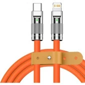 Valkyrie 6A TTA-1 Type-C to Apple Ios Lightning Sıvı Silikon Data Hızlı Şarj Kablosu - Bakır Döşeme  - 1.5 Metre - Katlanmaz Kırılmaz Turuncu - 8