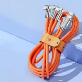 Valkyrie 120W-E 6A 3in1  Apple Type-C Android 180 Derece Sıvı Silikon Data Hızlı Şarj Kablosu - Bakır Döşeme - Katlanmaz Kırılmaz - Oynar Başlıklı A-1 - 6