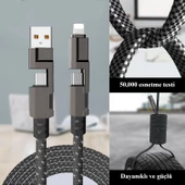 Valkyrie 100W-M 4in1 Güçlü ve Sağlam Data ve Şarj Kablosu - Ios Apple Type-C USB - 6