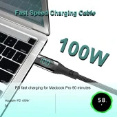 Valkyrie 100W-M 5A Type-c To Type-c  Hızlı Data şarj Kablosu Dijital Ekran 120cm - 7