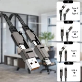 Valkyrie 100W-M 4in1 Güçlü ve Sağlam Data ve Şarj Kablosu - Ios Apple Type-C USB - 7