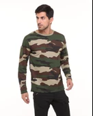 Single Sword Bisiklet Yaka Kamuflaj Desen Pamuklu Erkek T-Shirt - 11
