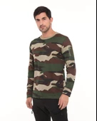 Single Sword Bisiklet Yaka Kamuflaj Desen Pamuklu Erkek T-Shirt - 10