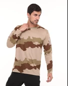 Single Sword Bisiklet Yaka Kamuflaj Desen Pamuklu Erkek T-Shirt - 5