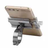 Valkyrie X-81G Metal Motorsiklet Bisiklet Cep Telefonu Tutucu - Alüminyum Alaşım Darbeye Dayanıklı Paslanmaz - 360 Derece Evrensel Gümüş - 6