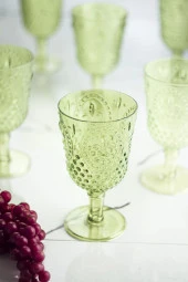 Akrilik Yeşil Tekli Kadeh & Su Meşrubat Kahve Yanı Bardağı 450 ml ( Cam Değildir ) - 1
