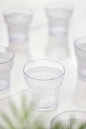 Akrilik Şeffaf Tekli Kısa Bardak & Su Meşrubat Kahve Yanı Bardağı 300 ml ( Cam Değildir ) - 3