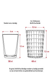 Akrilik Beyaz Tekli Kısa Bardak & Su Meşrubat Kahve Yanı Bardağı 400 ml ( Cam Değildir ) - 4