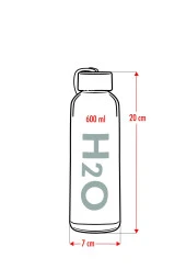 H2o Borosilikat Cam Matara Bambu Vakum Kapaklı Su Şişesi Suluk Kumaş Kılıf Hediyeli 600 ML - 5