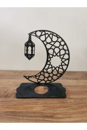 Ramazan Süsü Çift Yön Aynalı Gold/Siyah Işıklı Dekoratif Yansıtmalı Mumluk Fener Selçuklu Desen - 3