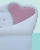 Başlık 90323 DK Tek Kişilik 90'lık Kalplı Model Tay Tüyü beyaz Kumaş El Yapım - 1