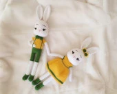 Bay ve Bayan Sarışın Tavşan Amigurumi Organik Oyuncak - 2