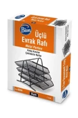 Mas Bion Perfore 3'lü Evrak Rafı Siyah - 1