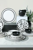 Keramika Keraart Black Pattern Nordic Yemek Takımı 24 Parça 6 Kişilik 21478-79-80 thumbnail 4