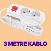 Grup Priz Fiş Çoğaltıcı 3 Metre Topraklı Anahtarlı Düğmeli Çoklu Kablolu 2li Asmalı Uzatma thumbnail 2