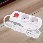 Grup Priz Fiş Çoğaltıcı 3 Metre Topraklı Anahtarlı Düğmeli Çoklu Kablolu 2li Asmalı Uzatma thumbnail 3