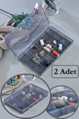 2 Adet Füme 18 Bölmeli Avantajlı Takı Aksesuar Saklama Kutusu thumbnail 1