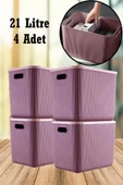 4 Adet 21 Lt Storage Mor Dolap Içi Düzenleyici Oyuncak Ve Çamaşır Sepeti Elbise Saklama Kutusu - 1